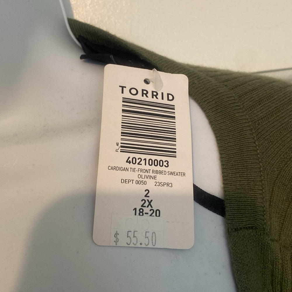 Torrid Tie-Front Ribbed Olive Cardigan - Picture 6 of 8